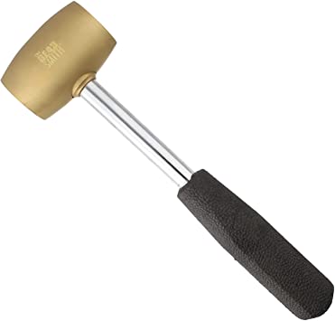 The Beadsmith Brass Head Mallet - Metal Elements - 10 Inches Long, 2LB Head with a 38mm Face - Brass & Sheet Metal Hammer for Dapping, Chasing & Light Stamping