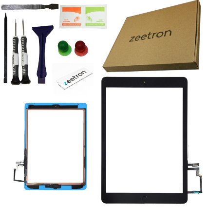 Zeetron Premium Glass Digitizer Screen Replacement Kit for iPad Air   Tool Kit   Cloth Black (For Models A1474, A1475)