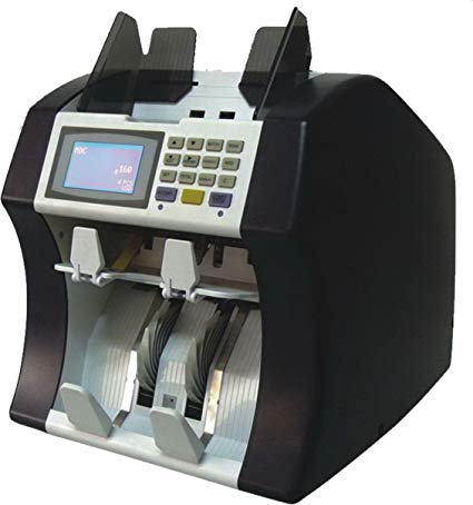 Ribao DCJ-280 (Shark -100N) Two Pocket Mix Value / Discriminating Currency Counter with IR/UV/MG Counterfeit Detection, 1000 notes/min (SDC and CNT MODE), 900 notes/min (MDC MODE) Counting Speed