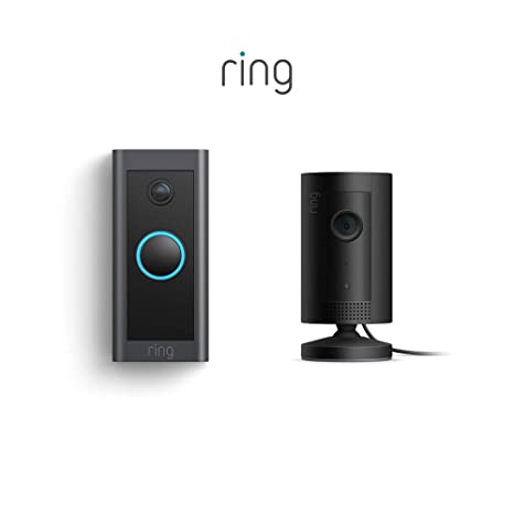 Ring Indoor Cam (Black) bundle with Ring Video Doorbell Wired