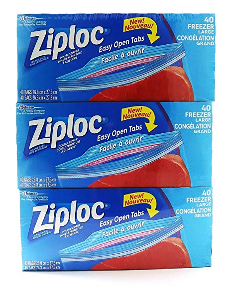 Ziploc Freezer Bags Gallon Mega Pack, (3 x 40ct (Total 120 Count))