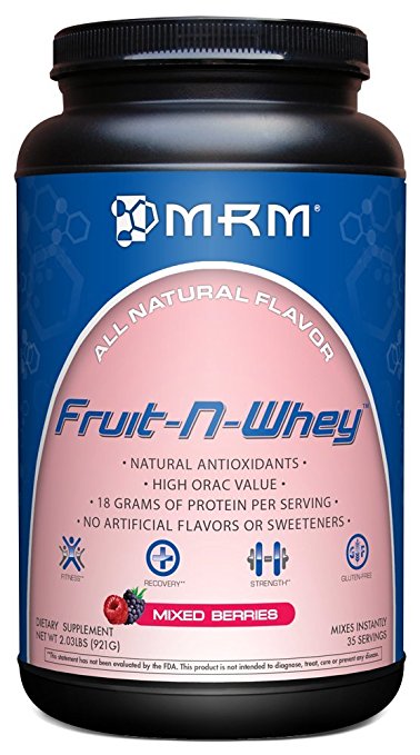 MRM Fruit-N-Whey Combines The Vitality of 10 Fruits Packed with Antioxidants, Mixed Berries, 2.03-Pound