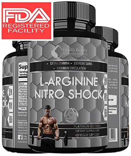 * MUSCLE PHASE L-ARGININE NITRO SHOCK PLUS * Advanced Formula Enhances Muscle Growth – Increase Stamina & Energy – Unsurpassed Bio-Availability Maximum Blood Circulation - With Beta Alanine