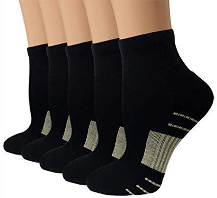 Copper Antibacterial Athletic Ankle Socks Arch Support Running Sports Sock For Men & Women