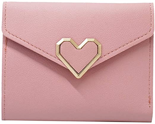 Molylove Small Wallets for Women Ladies PU Leather Mini Credit Card Case ID Window Card Holder Coin Purse (Pink)