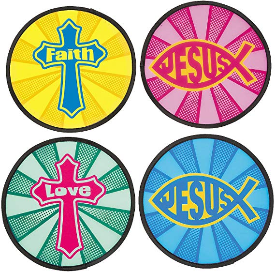 Fun Express - Faith Nylon Disks - Toys - Active Play - Flying Discs & Kites - 12 Pieces