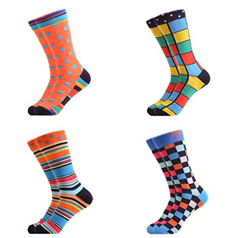 WeciBor Men's Colorful Funny Novelty Crazy Combed Cotton Casual Socks Packs