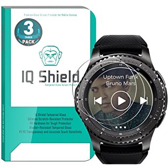 Samsung Gear S3 Screen Protector (Frontier, Classic) (3-Pack), IQ Shield Tempered Ballistic Glass Screen Protector for Samsung Gear S3 99.9% Transparent HD and Shatter-Proof Shield