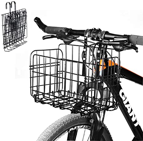 Enkrio Bicycle Bike Basket Front Folding Rear Wire Bike Basket Mesh Fold-Up Rear Hanging Bike Basket Bicycle Cargo Rack for Student/Mountaining/Outdoor Camping/Riding