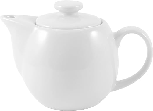 OmniWare Teaz White Stoneware 14 Ounce Teapot with Stainless Steel Mesh Infuser