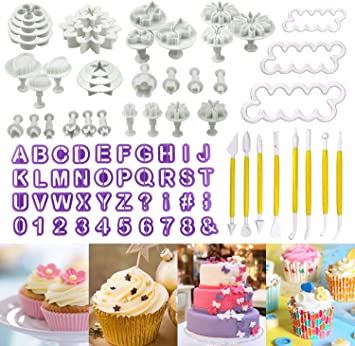 Buluri 84 Pcs Fondant Cutters, Cookie Cutter Fondant Letter Cutters Alphabet Stamps Letters Numbers Cake Cutters Icing Cutters for Baking Pie Decoration Tools Set, Cake Decorating Tool Decorations