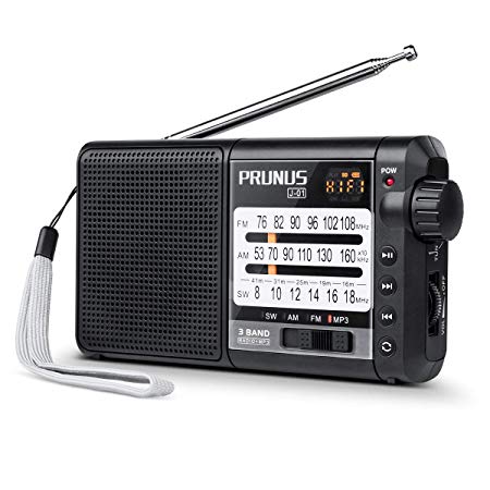 J-01 Portable AM/FM Radio with Best Reception, 18650 Battery Operated Shortwave Radio MP3 Player, by PRUNUS