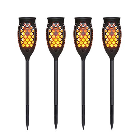 xtf2015 Solar Torch Lights, Waterproof Flickering Flames Solar Lights Outdoor 99 LEDs Landscape Decoration Lighting Dusk to Dawn Auto On/Off Torch Light for Garden Patio Yard Path Driveway, 4 Pack