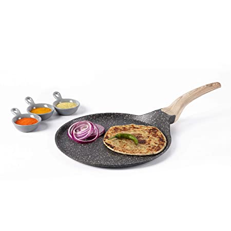 Carote 24cm Non-Stick Dosa Tawa,Granite Coating from Switzerland(Flat Induction Base), PFOA Free, 5 Layers Coated