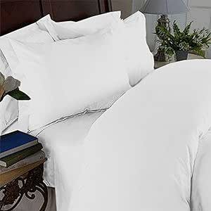 Elegant Comfort Ultra Soft 4-Piece Bed Sheet Set - 1500 Premium Hotel Quality Microfiber, Wrinkle & Fade Resistant, Includes Flat Sheet, Fitted Sheet and 2 Pillowcases, Queen, Snow White