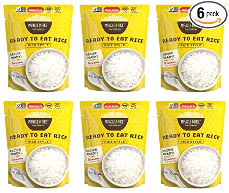 Miracle Noodle Konjac Rice, Shirataki Rice, Ready To Eat Rice - Keto Friendly, Vegan, Gluten Free, Low Carb, Low Calorie, Soy Free, Ready Rice, Miracle Rice - 7 Ounce (Pack Of 6)