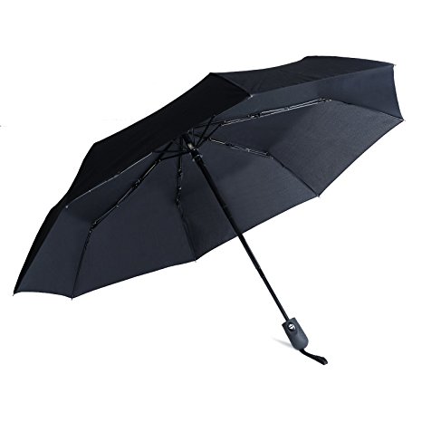 Automatic Travel Umbrella, "Unbreakable" Lightweight 8 Ribs Windproof Canopy Compact Auto Open Close Folding