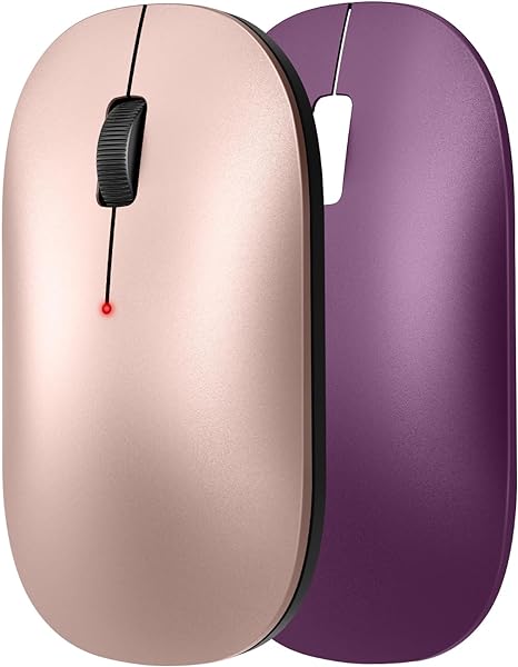 TeckNet Slim Wireless Mouse, 2.4G Silent Cordless Mouse With 3 Adjustable DPI Levels, Up to 3200 DPI, Track on Glass, Quiet Clicks, Windows, Linux, Chrome, 2 Shells (Purple)