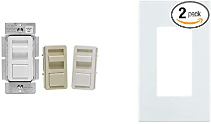 Leviton IPL06-10Z IllumaTech Slide Dimmer for 150-Watt Dimmable LED, 600-Watt Incandescent/Halogen, White w/Color Change Kits Included with Screwless Wallplates, 2-Pack