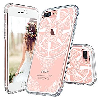 iPhone 7 Plus Case, MOSNOVO White Henna Tribal Mandala Transparent Clear Design Sleek Case with Transparent Hard PC Back Plate and Flexible TPU Gel Bumper for Apple iPhone 7 Plus (5.5 Inch)