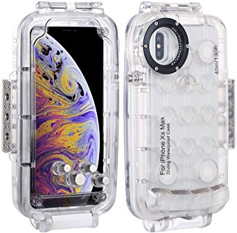 HAWEEL for iPhone Xs Max Underwater Housing Professional [40m/130ft] Diving Case for Diving Surfing Swimming Snorkeling Photo Video with Lanyard (iPhone Xs Max, Transparent)