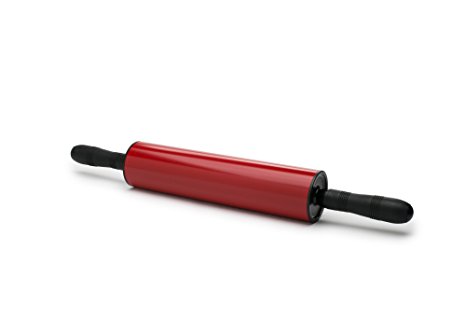 Fox Run 4024 Non-Stick Rolling Pin, Carbon Steel, 10-Inch Barrel, Red and Black