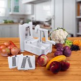 Spiral Cutter  PomStreamTM Ultimate Tri-Blade Vegetable and Fruit Peeler Spiral Cutter - Includes Three interchangeable blades for different vegetable designs - Create Healthy Gourmet Meals with Zero Risk