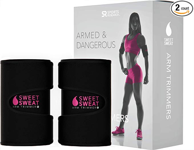 Sports Research Sweet Sweat Premium Arm Trimmers for Men & Women | Increases Heat & Sweat Production to The Bicep Area | Includes Bonus Mesh Carrying Bag