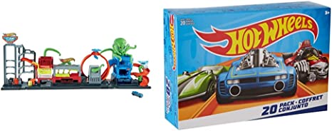 Hot Wheels City Ultimate Octo Car Wash Playset with No-Spill Water Tanks & 1 Color Reveal Car That Transforms & 20 Car Pack - Syles May Vary