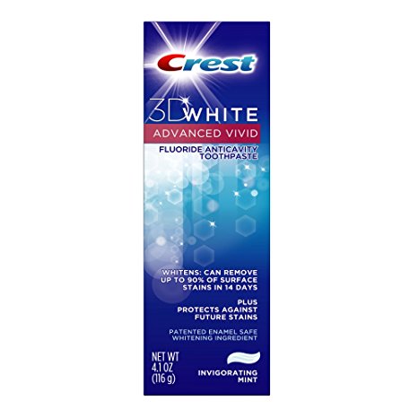 Crest 3D White Advanced Vivid Flouride Toothpaste, Invigorating Mint, 4.1-ounce Packaging may Vary