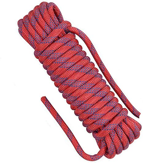 NorthPada 10 mm 30 Meter Nylon Static Rock Climbing Rope Explore a Cave Rope Rappelling Rope Rescue Rope Boat Rope Anchor Dock Lines Tree Pulling Rope Hoist Rigging Line Red