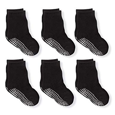 LA Active Athletic Crew Grip Socks - 6 Pairs - Baby Toddler Infant Newborn Kids Boys Girls Non Slip/Anti Skid