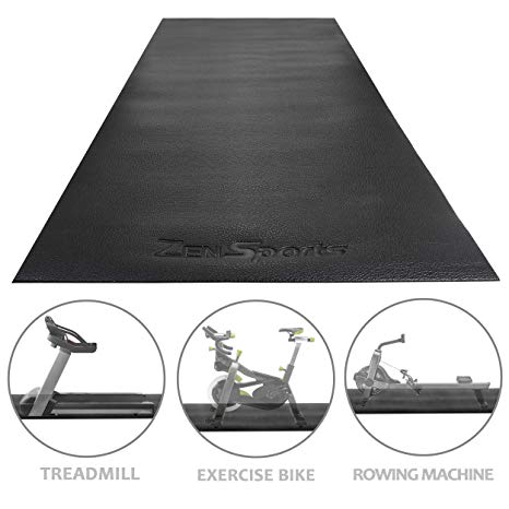 ZENY Treadmill Mat Gym Floor Mat High Density Fitness Equipment Mats,Extra Large Exercise Bike Mat,Jump Rope Mat,Hardwood Floor and Carpet Protection,8'x3',Black