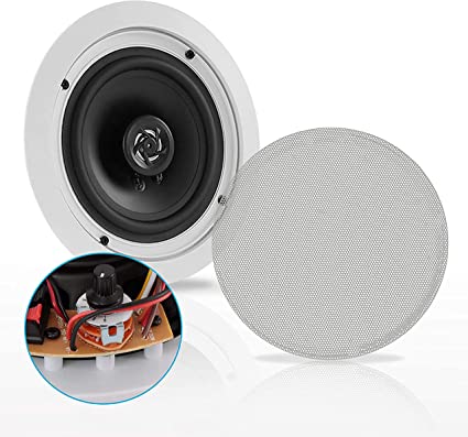 Ceiling and Wall Mount Speaker - 6.5” 2-Way 70V Audio Stereo Sound Subwoofer Sound with Dome Tweeter, 500 Watts, in-Wall & in-Ceiling Flush Design for Home Surround System - Pyle PDIC63T (White)