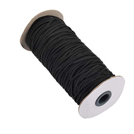 Bluecell Black Braided Flat Elastic Band/Elastic Cord Bungee/Durable Stretch Knit Elastic Spool, 120-Yards Length 1/8" Wide (3MM, Black)