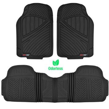 MotorTrend FlexTough Baseline - Heavy Duty Rubber Floor Mats, 100% Odorless & BPA Free (Black)