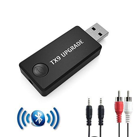[Updated TX9] URANT Bluetooth Transmitter, Wireless 3.5mm Music Adapter(A2DP Low Latency, Pair 2 At Once, For TV / Home Sound System, USB Power Supply)-Not A Receiver