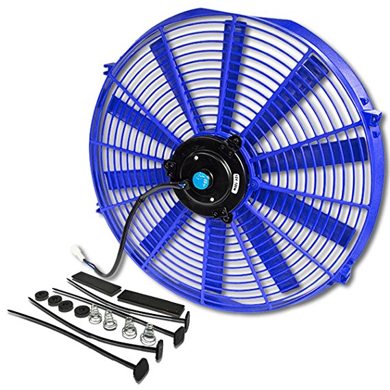 16 Inch High Performance Blue Electric Radiator Cooling Fan Kit