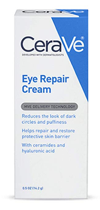 CeraVe Eye Repair Cream | 2 Pack (0.5 Ounce each) | Eye Cream for Dark Circles and Puffiness | Fragrance Free