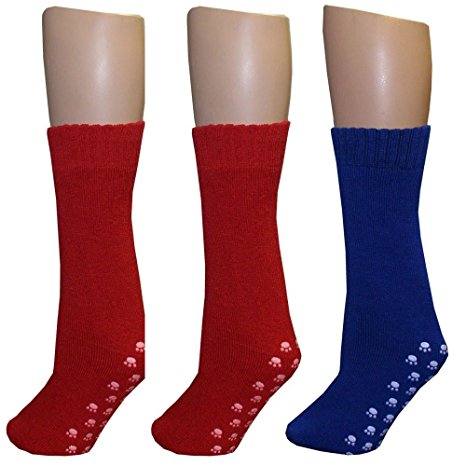 Pack of 3 Pairs - Bariatric Slipper Sock - 3x - (2) Pair of Red and (1) Pair of Blue