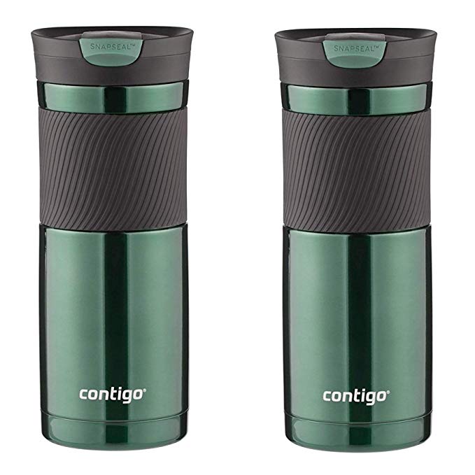 Contigo 20-Ounce SnapSeal Byron Travel Mug, Greyed Jade - Leak Proof Coffee Mug -Vacuum Insulated - Maintains the Temperature of All Drinks, Hot or Cold - Fits Most Car Cupholders - 2 Pack