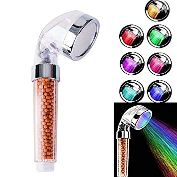 Shower Head, Handheld LED Ionic Shower Heads with 7 Color Water Saving Negative Ionic Filter Showerhead Experience (60 * 220mm Shower Head)