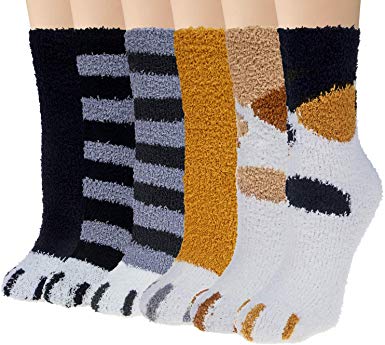 3-6 Pairs Womens Fuzzy Socks Winter Warm Fluffy Soft Slipper Home Sleeping Cute Animal Socks