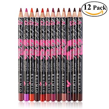 RUIMIO Lip Liner Lip Pencil Waterproof Long Lasting Set of 12 Colors