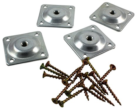 Sofa or Table Leg Attachment Plate (Set of 4), 5/16-Inch Brackets for Couch Furniture Reinforcement, Hardware Including Mounting Screws