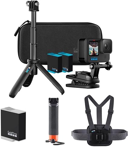 GoPro HERO10 Black Action Camera Adventure Kit, Extra Battery, Chest Mount, Handgrip