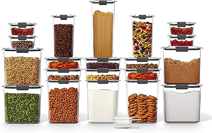 Rubbermaid Brilliance Pantry 20-Piece Set, Clear and Airtight Food and Pantry Storage Containers, 15