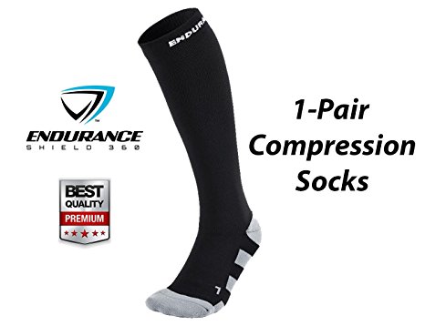 Compression Socks (Stripe Design) - Lightweight Compression Socks for Men & Women - Prevent Shin Splints, Calf & Leg Pain - Great for Workout Recovery - Endurance Shield 360® - Zero Risk Guaranteed!