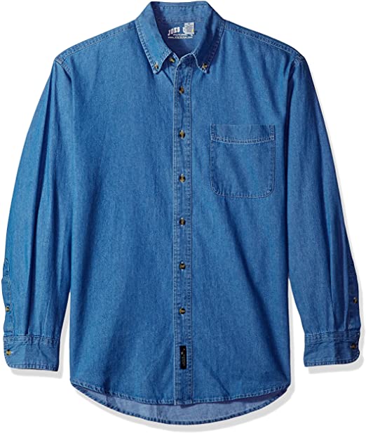 Men's Long Sleeve Denim Shirts in Sizes XS-6XL