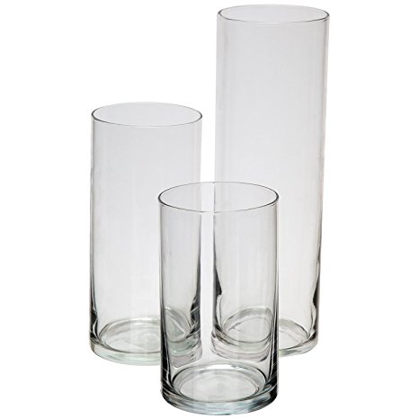 Glass Cylinder Vases SET OF 3 Decorative Centerpieces For Home or Wedding by Royal Imports